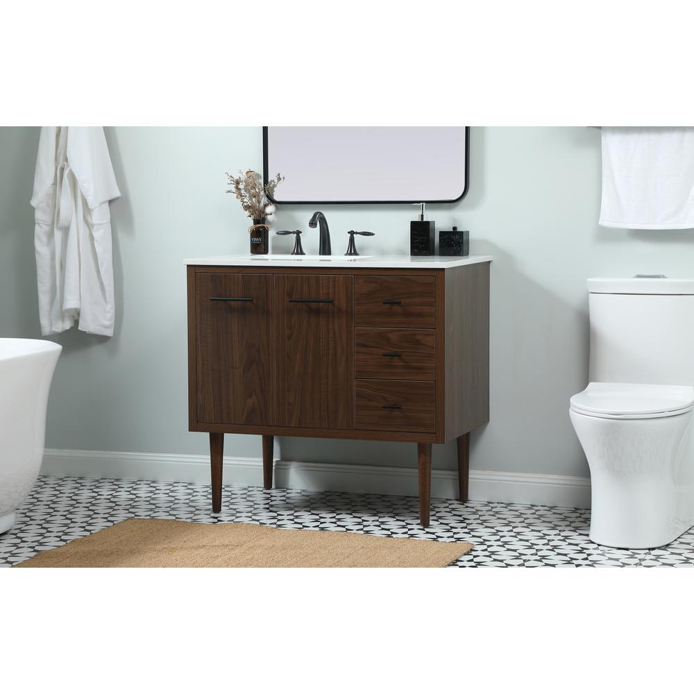 36 Inch Single Bathroom Vanity In Walnut. Picture 2