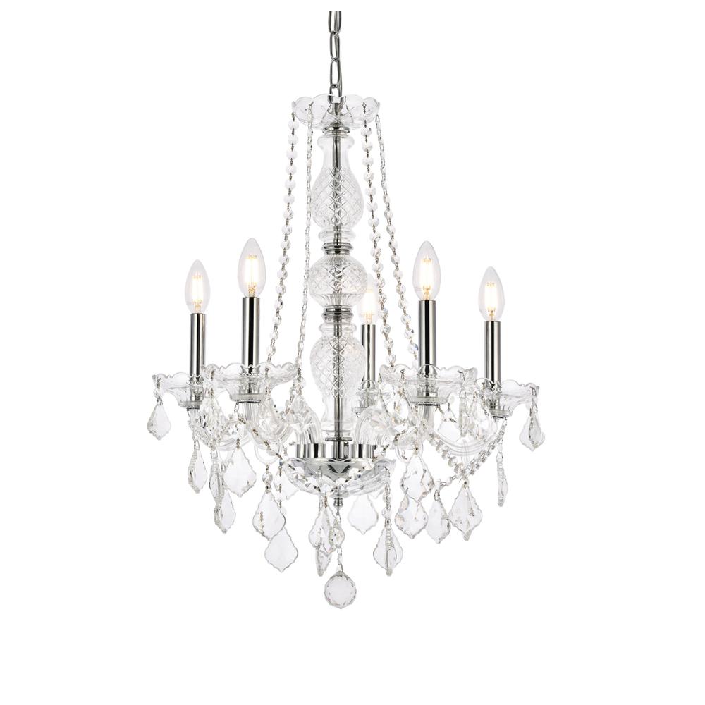 Verona 5 Light Chrome Chandelier Clear Royal Cut Crystal. Picture 2