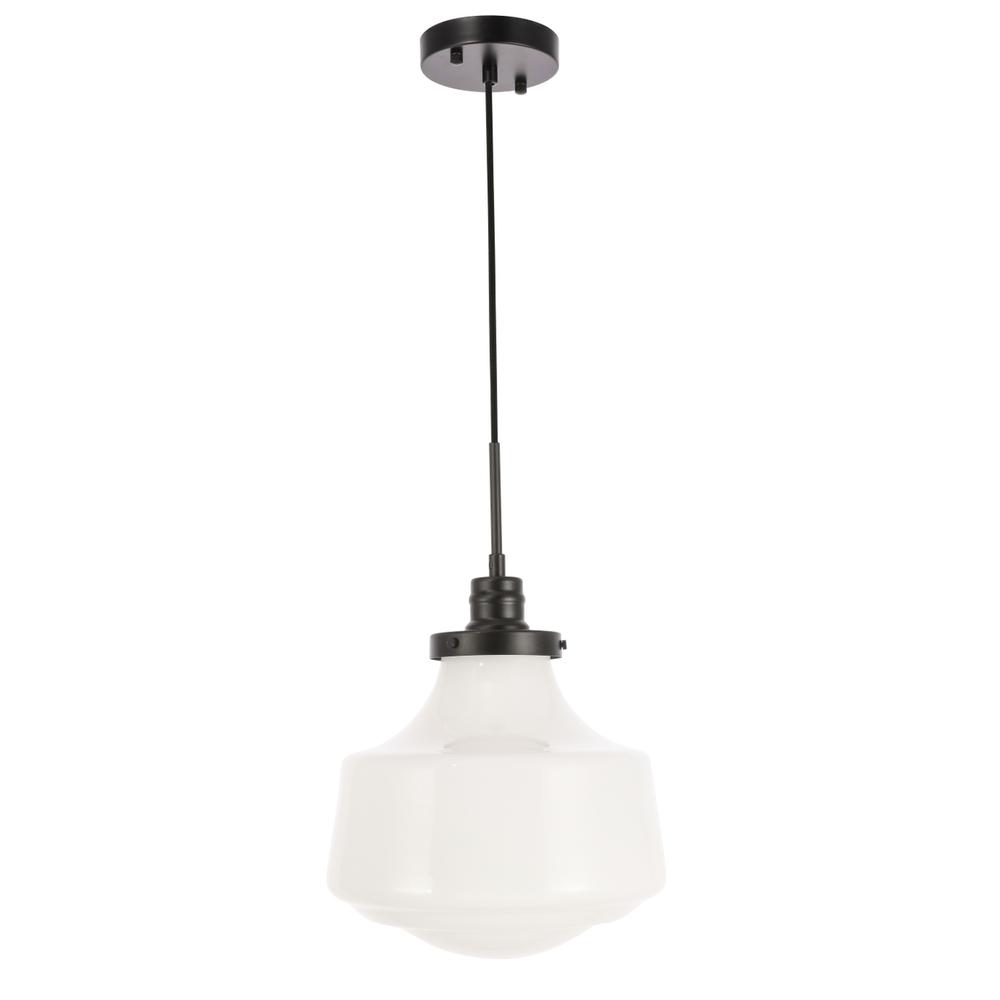 Lyle 1 Light Black And Frosted White Glass Pendant. Picture 4