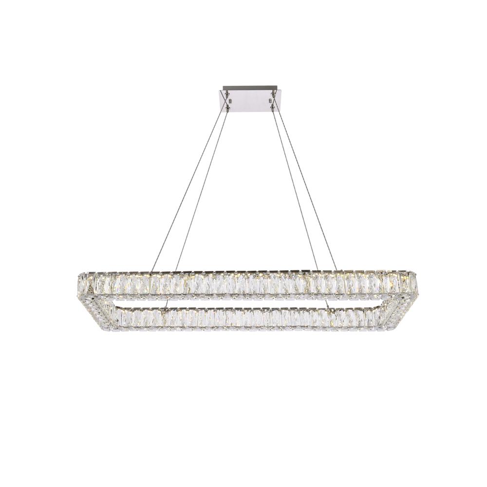 Monroe 42 Inch Led Single Rectangle Pendant In Chrome. Picture 1