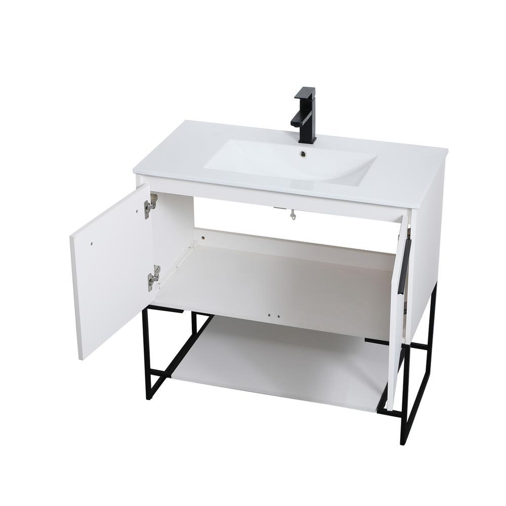 36 Inch  Single Bathroom Vanity In White. Picture 9