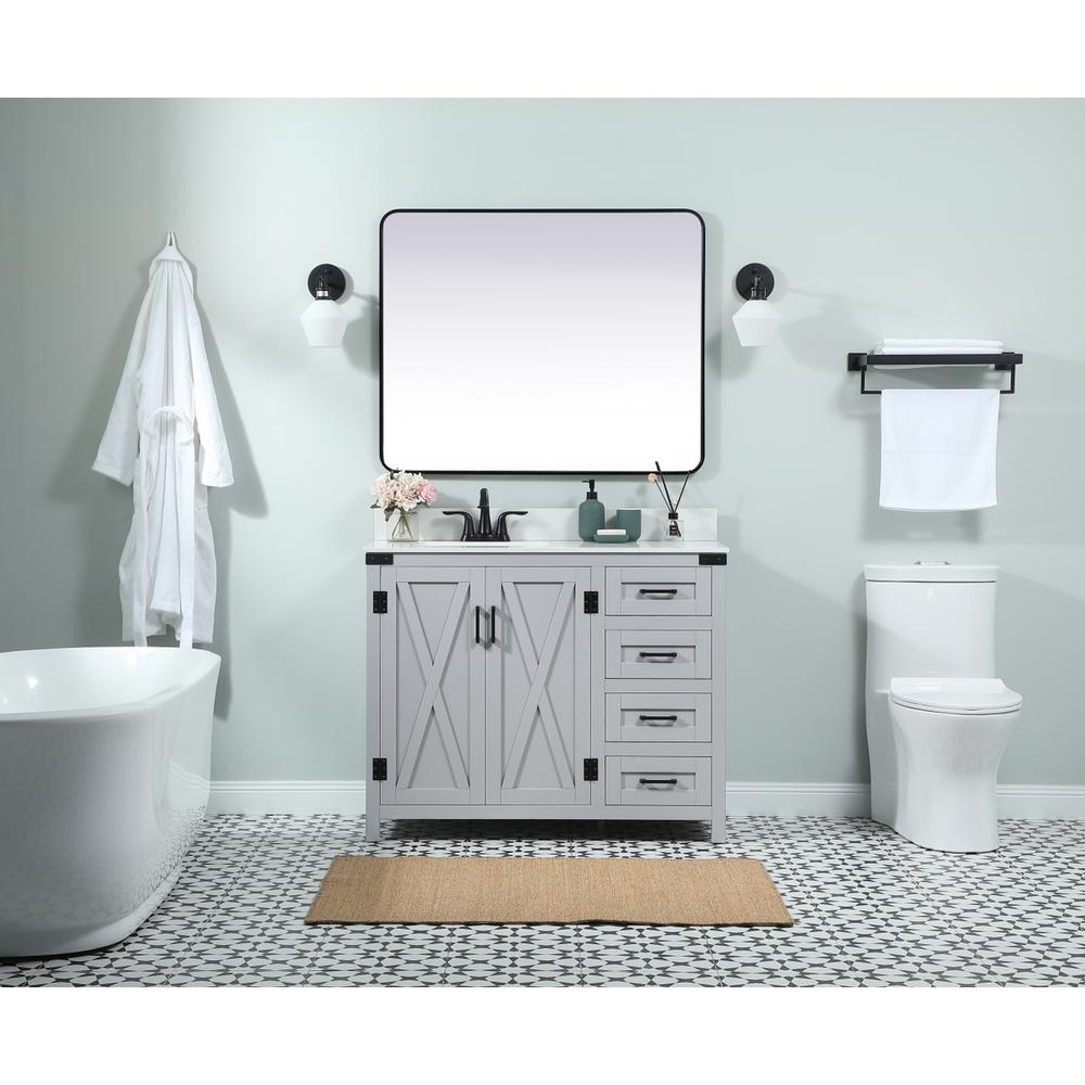 42 Inch Single Bathroom Vanity In Grey With Backsplash. Picture 4