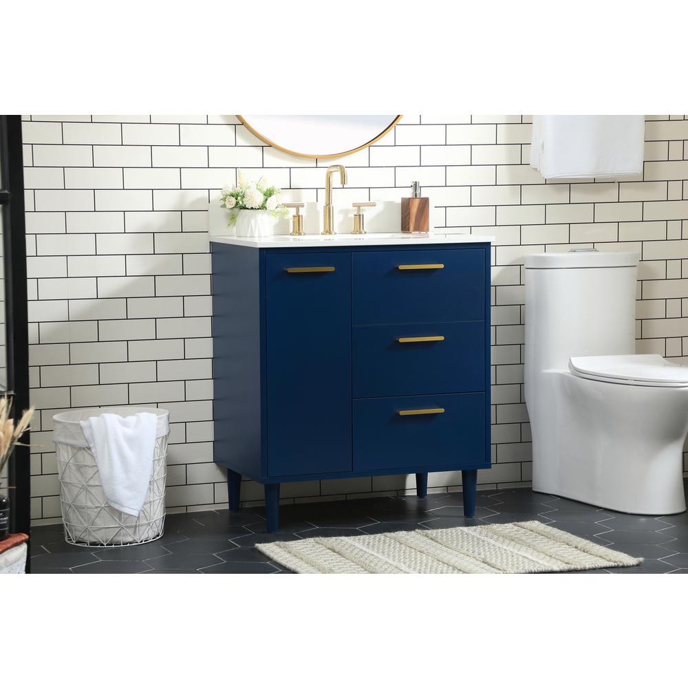 30 Inch Bathroom Vanity In Blue With Backsplash. Picture 2