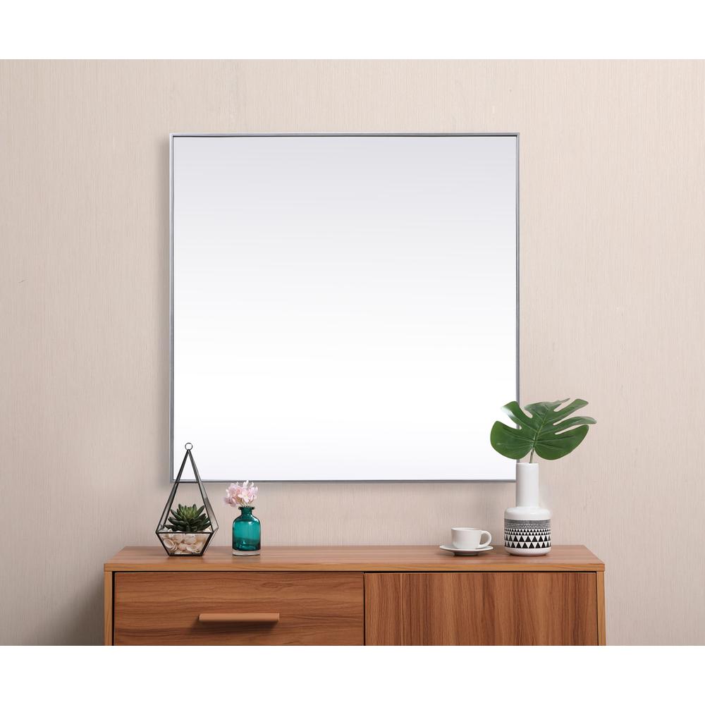 Metal Frame Square Mirror 48 Inch In Silver. Picture 3