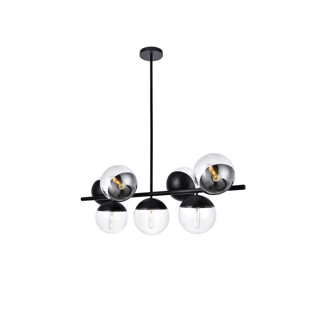 Eclipse 7 Lights Black Pendant With Clear Glass. Picture 2