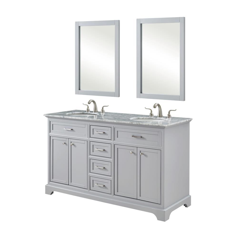 60 In. Double Bathroom Vanity Set In Light Grey. Picture 2