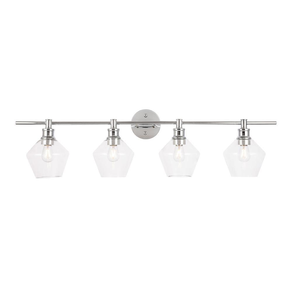 Gene 4 Light Chrome And Clear Glass Wall Sconce. Picture 10