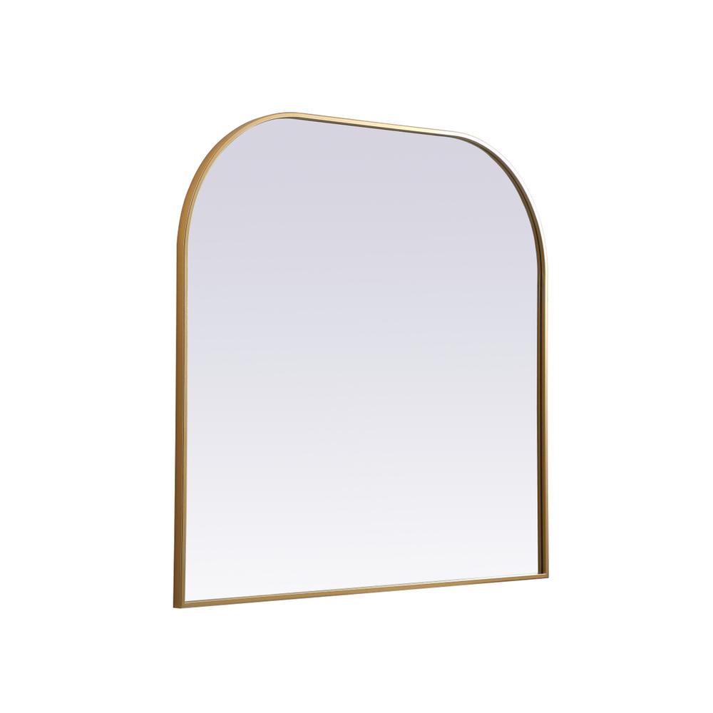 Metal Frame Arch Mirror 40X38 Inch In Brass. Picture 7