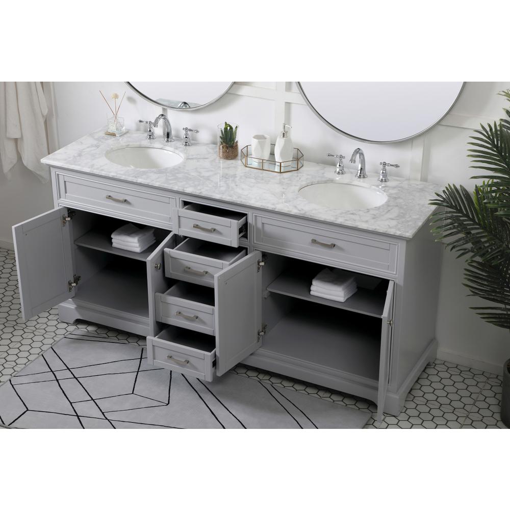 72 Inch Double Bathroom Vanity In Grey. Picture 3