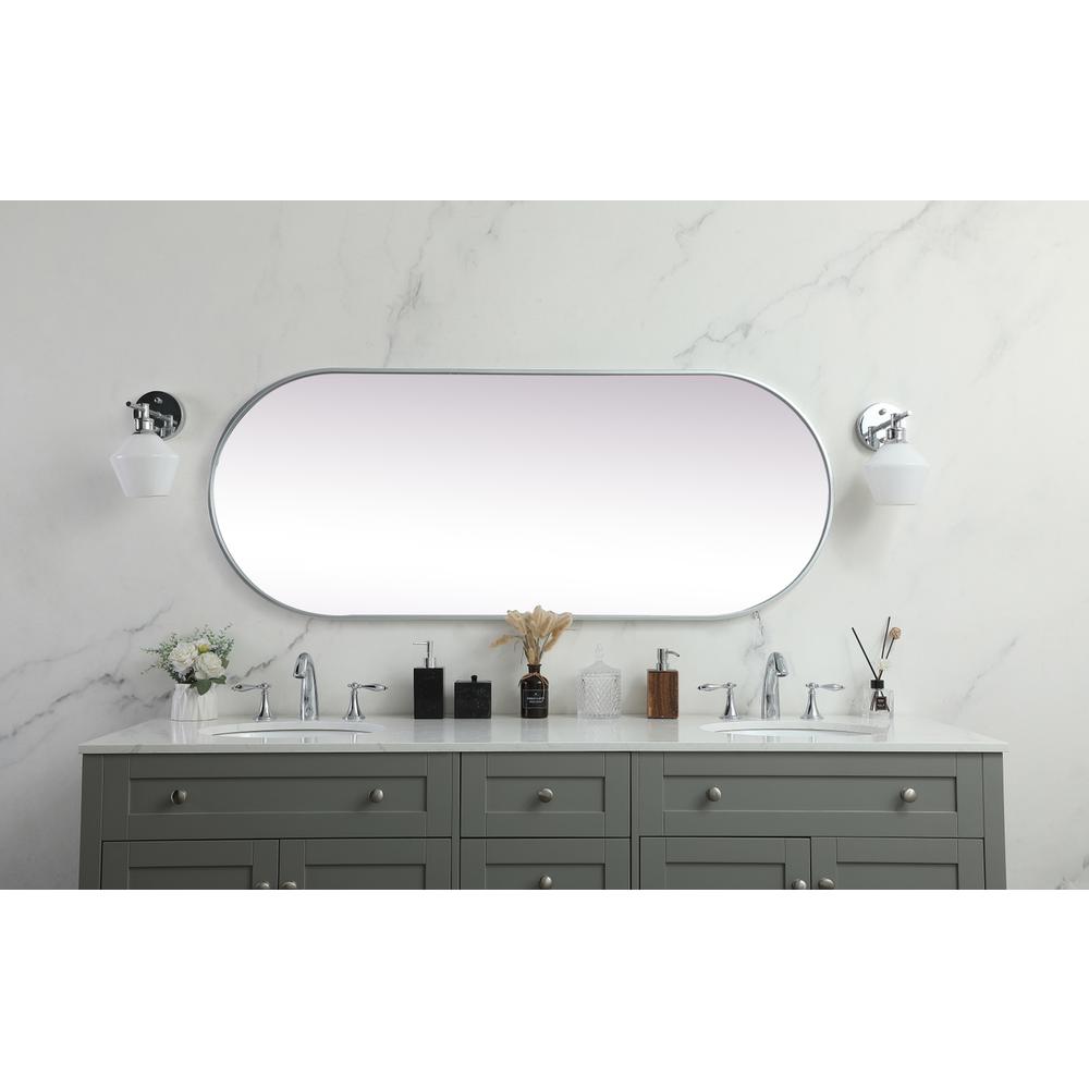 Metal Frame Oval Mirror 24X60 Inch In Silver. Picture 3