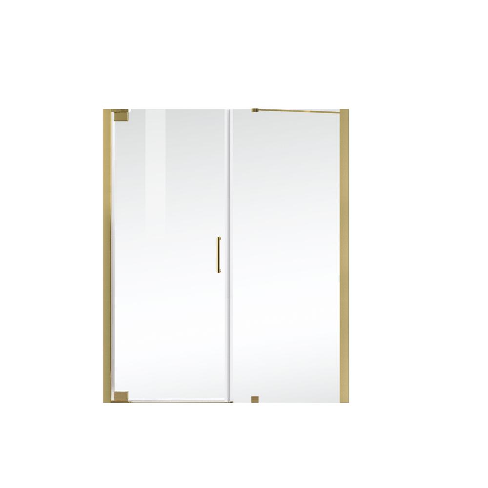 Semi-Frameless Hinged Shower Door 60 X 72 Brushed Gold. Picture 10