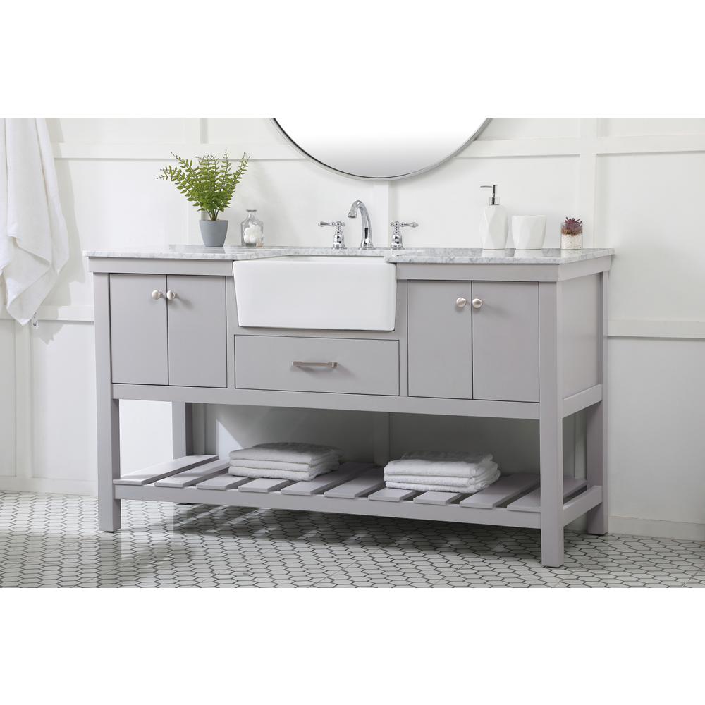 60 Inch Single Bathroom Vanity In Grey. Picture 2