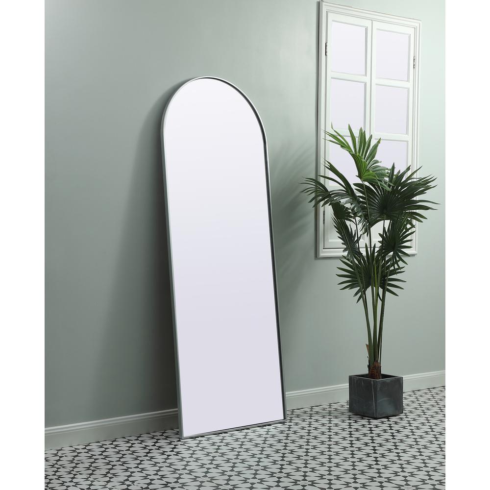 Metal Frame Arch Full Length Mirror 28X74 Inch In Silver. Picture 2