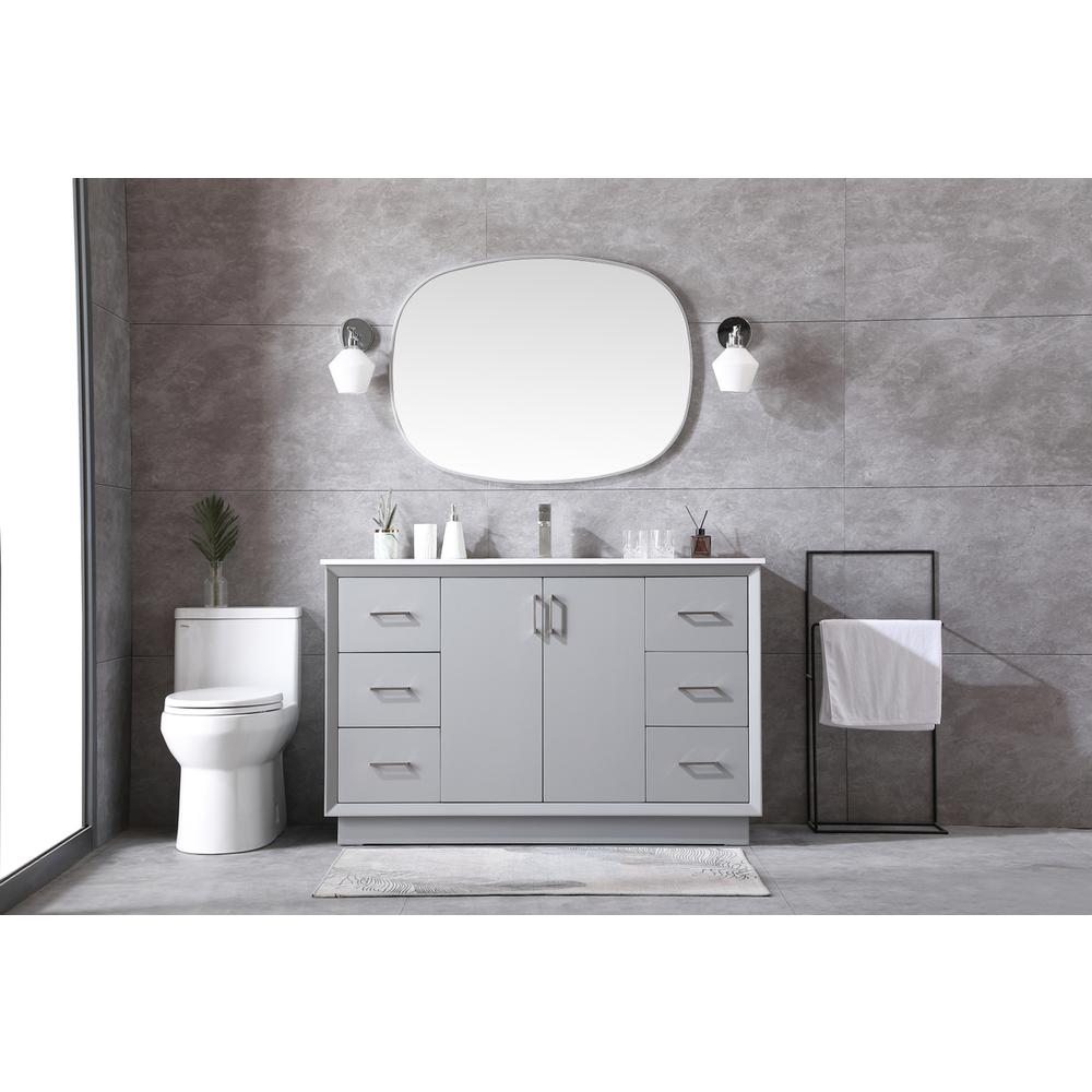 54 Inch Single Bathroom Vanity In Grey. Picture 4