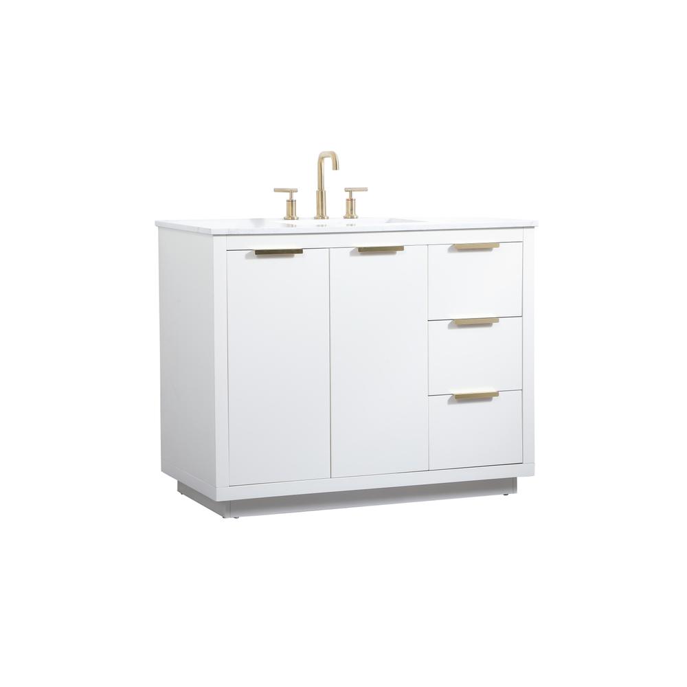 42 Inch Single Bathroom Vanity In White. Picture 7