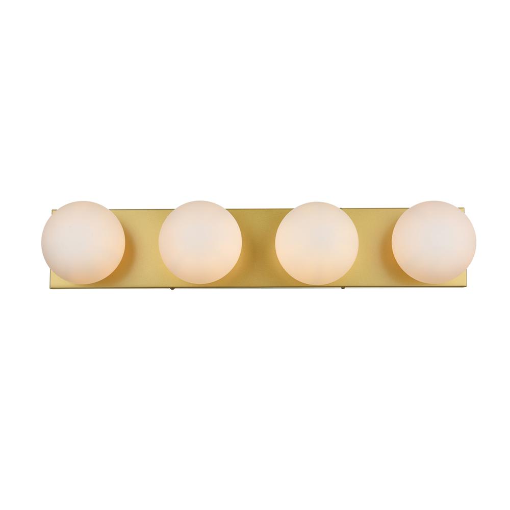 Jaylin 4 Light Brass And Frosted White Bath Sconce. Picture 1