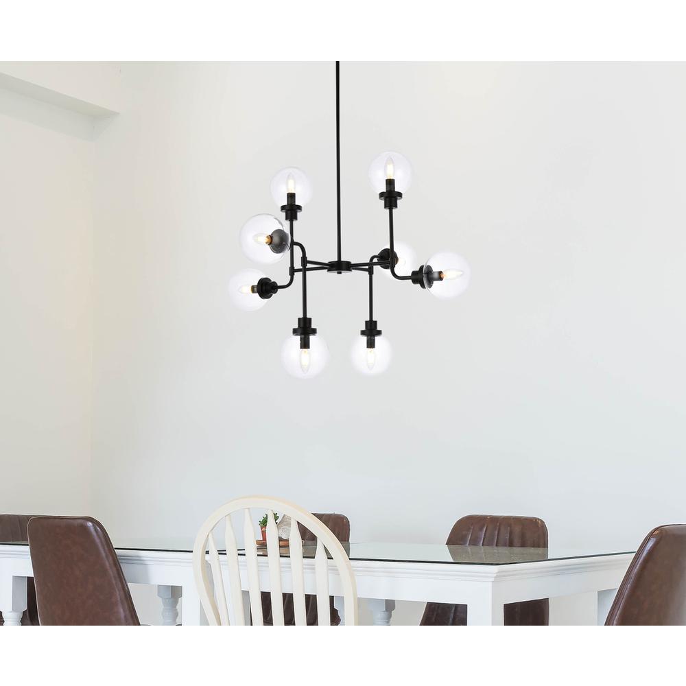 Hanson 8 Lights Pendant In Black With Clear Shade. Picture 7