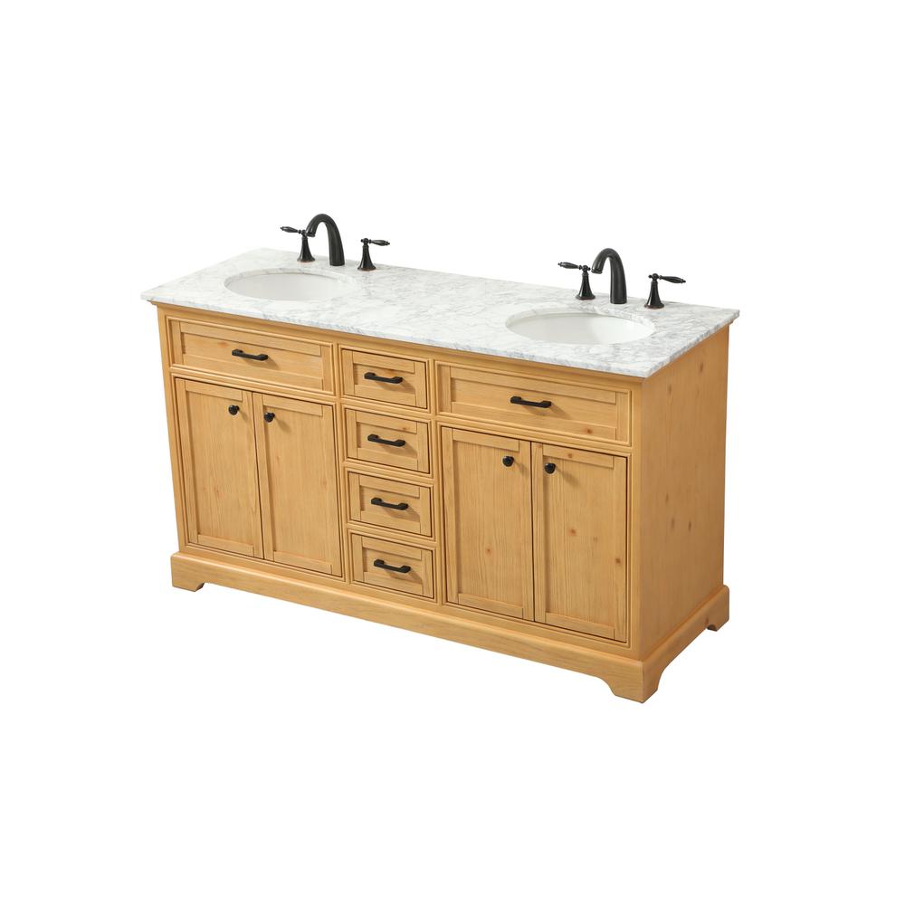 60 Inch Double Bathroom Vanity In Natural Wood. Picture 8