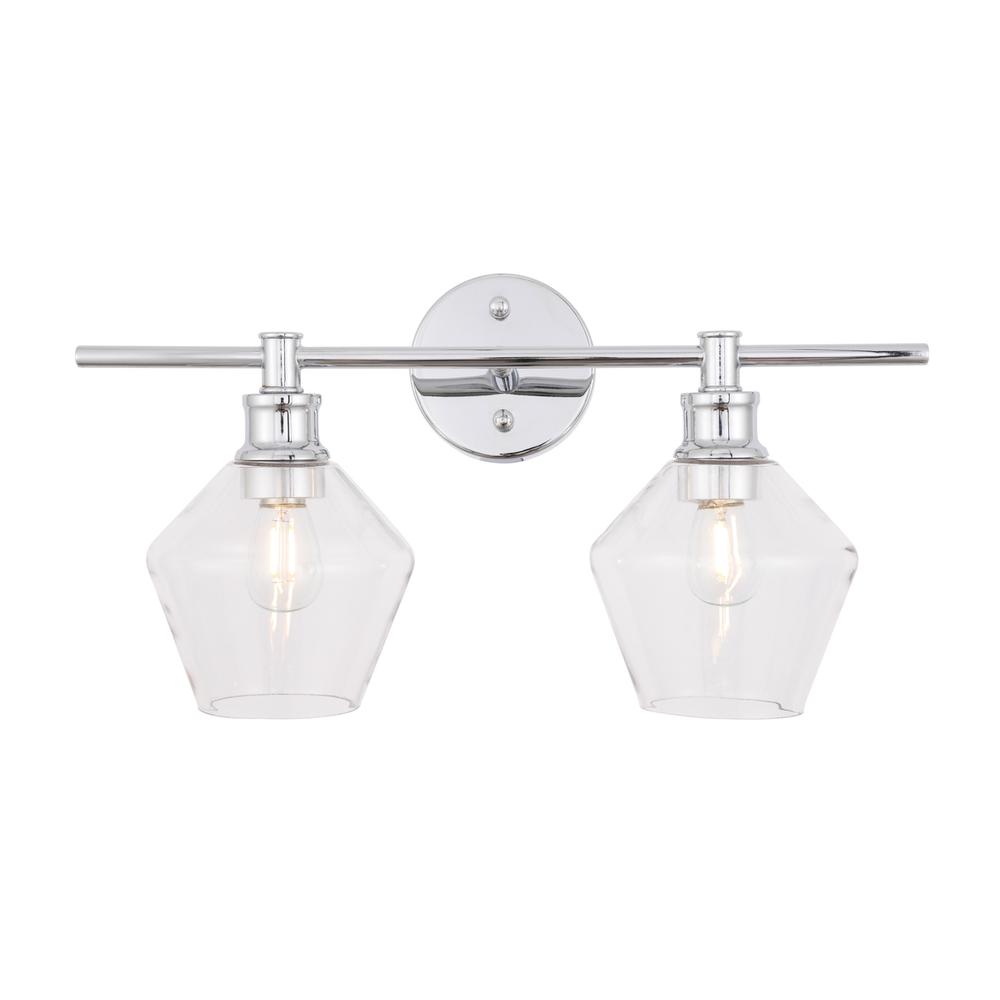 Gene 2 Light Chrome And Clear Glass Wall Sconce. Picture 9