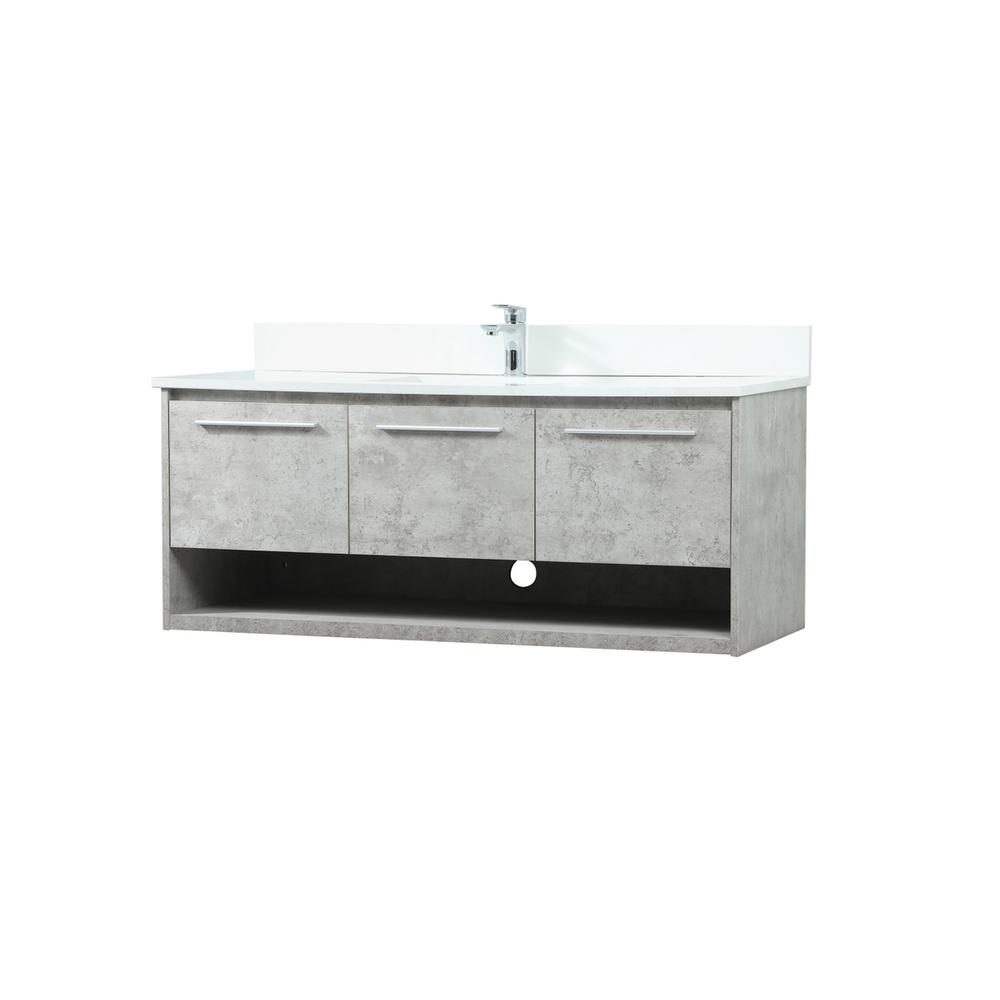 48 Inch Single Bathroom Vanity In Concrete Grey With Backsplash. Picture 7