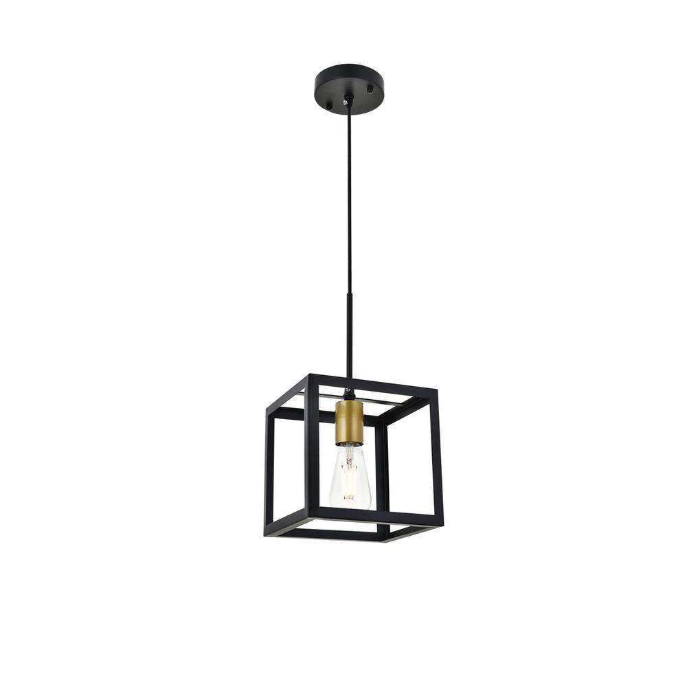 Resolute 1 Light Brass And Black Pendant. Picture 3