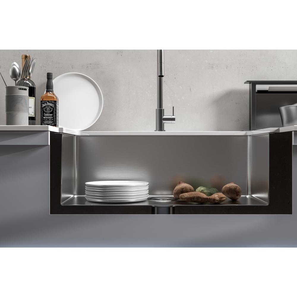 Stainless Steel Undermount Kitchen Sink L30''Xw18'' X H10". Picture 5
