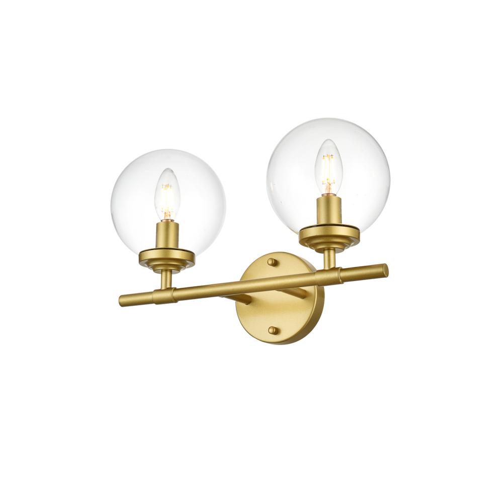 Ingrid 2 Light Brass And Clear Bath Sconce. Picture 2