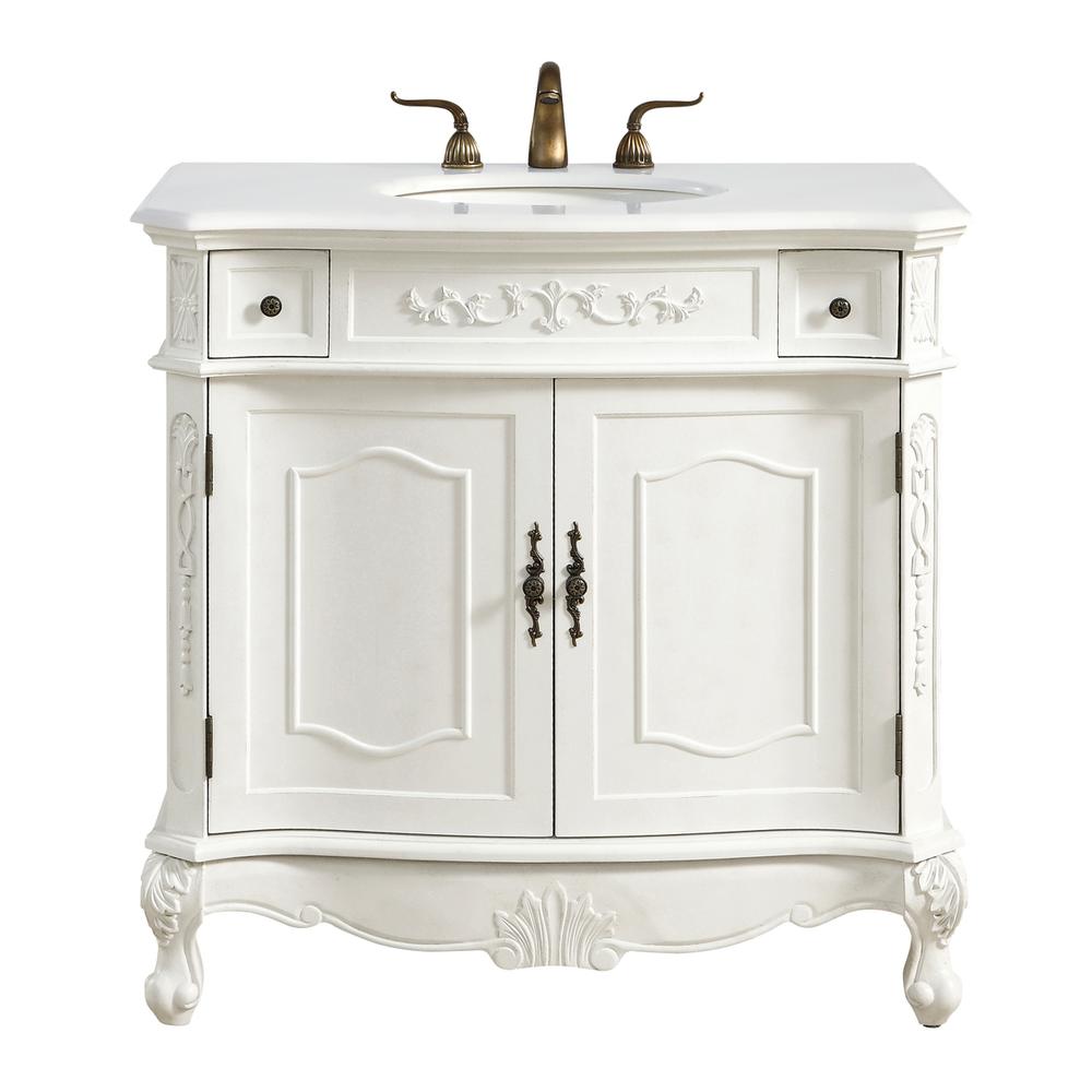 36 Inch Single Bathroom Vanity In Antique White. Picture 1