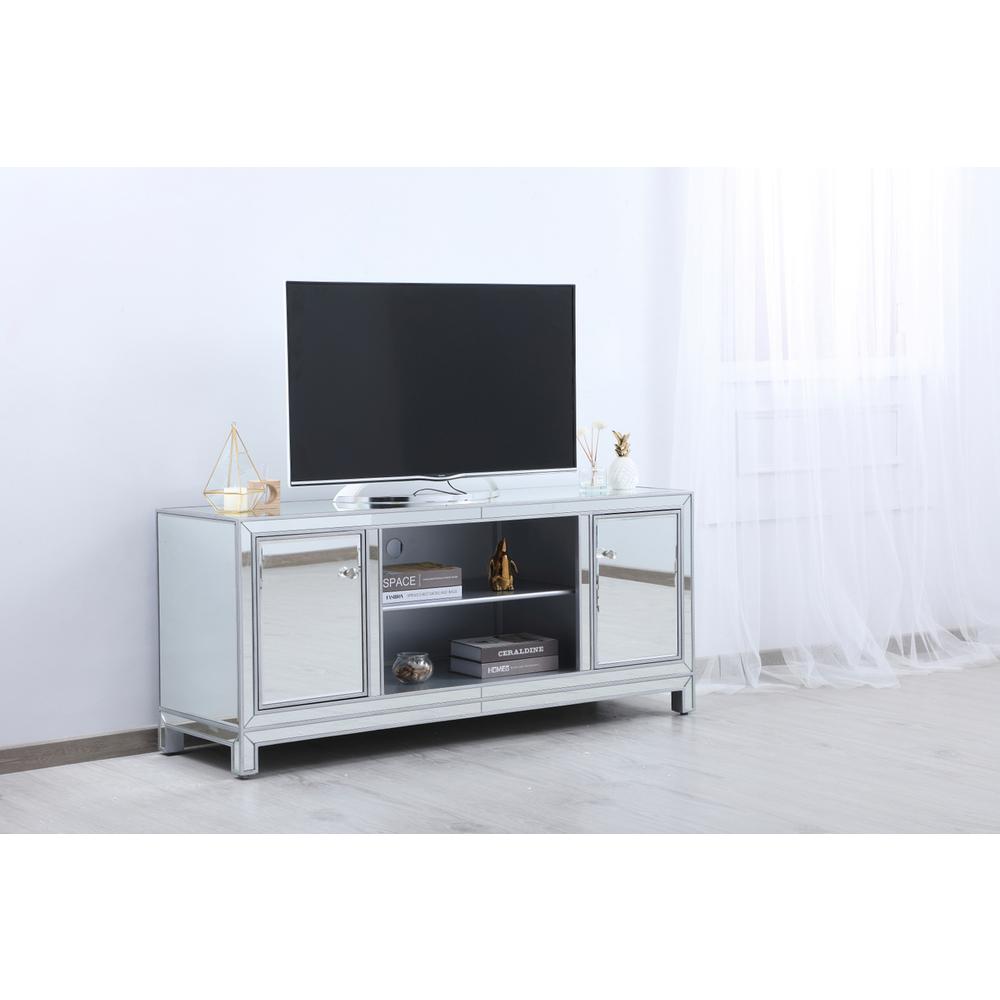60 In. Mirrored Tv Stand In Antique Silver. Picture 2