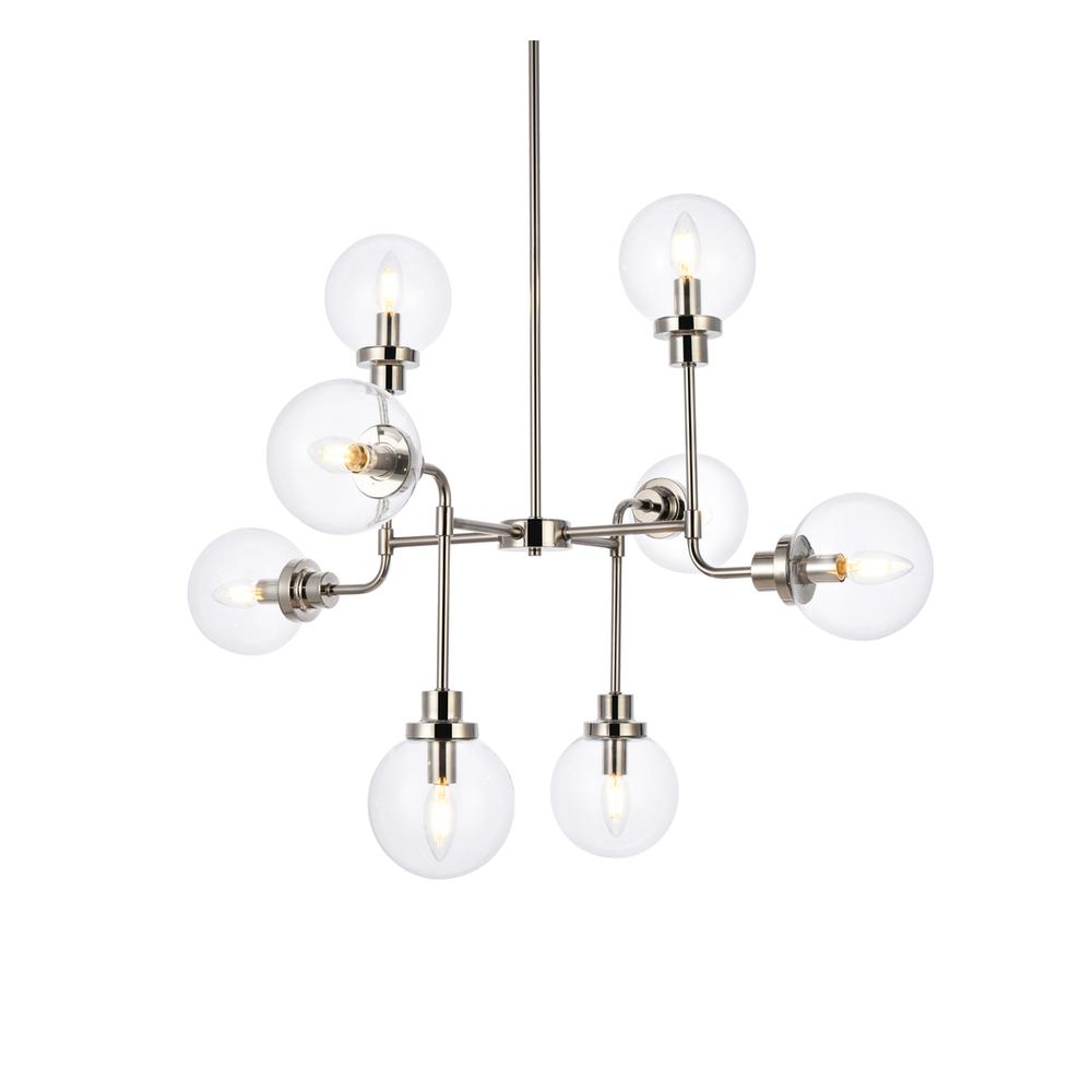 Hanson 8 Lights Pendant In Polished Nickel With Clear Shade. Picture 2