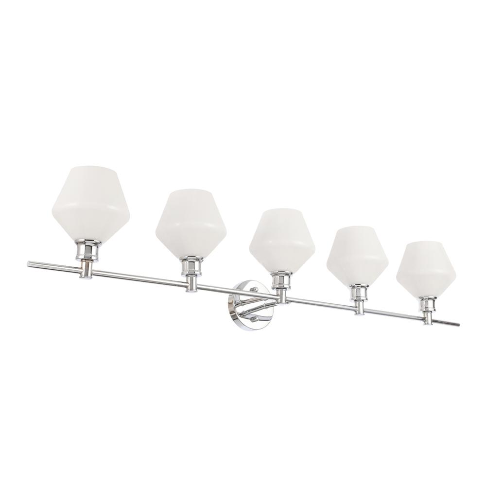 Gene 5 Light Chrome And Frosted White Glass Wall Sconce. Picture 4