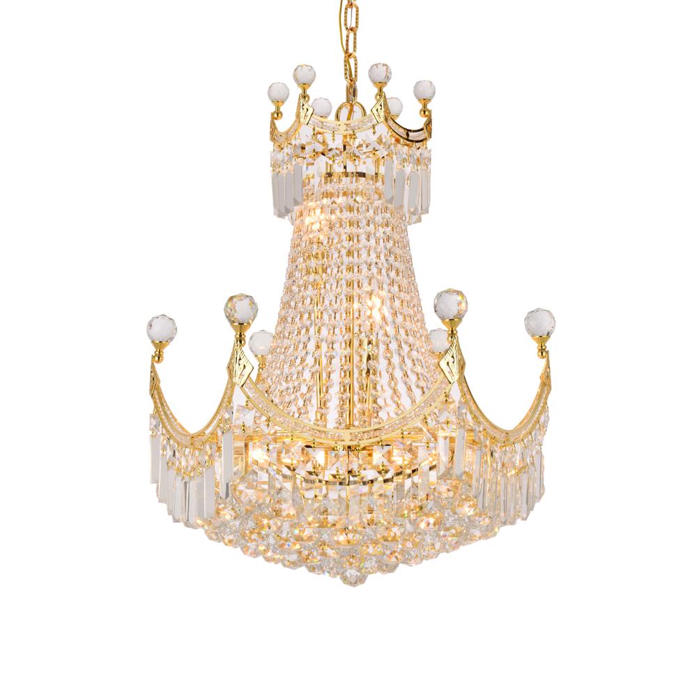 Corona 9 Light Gold Chandelier Clear Royal Cut Crystal. Picture 2