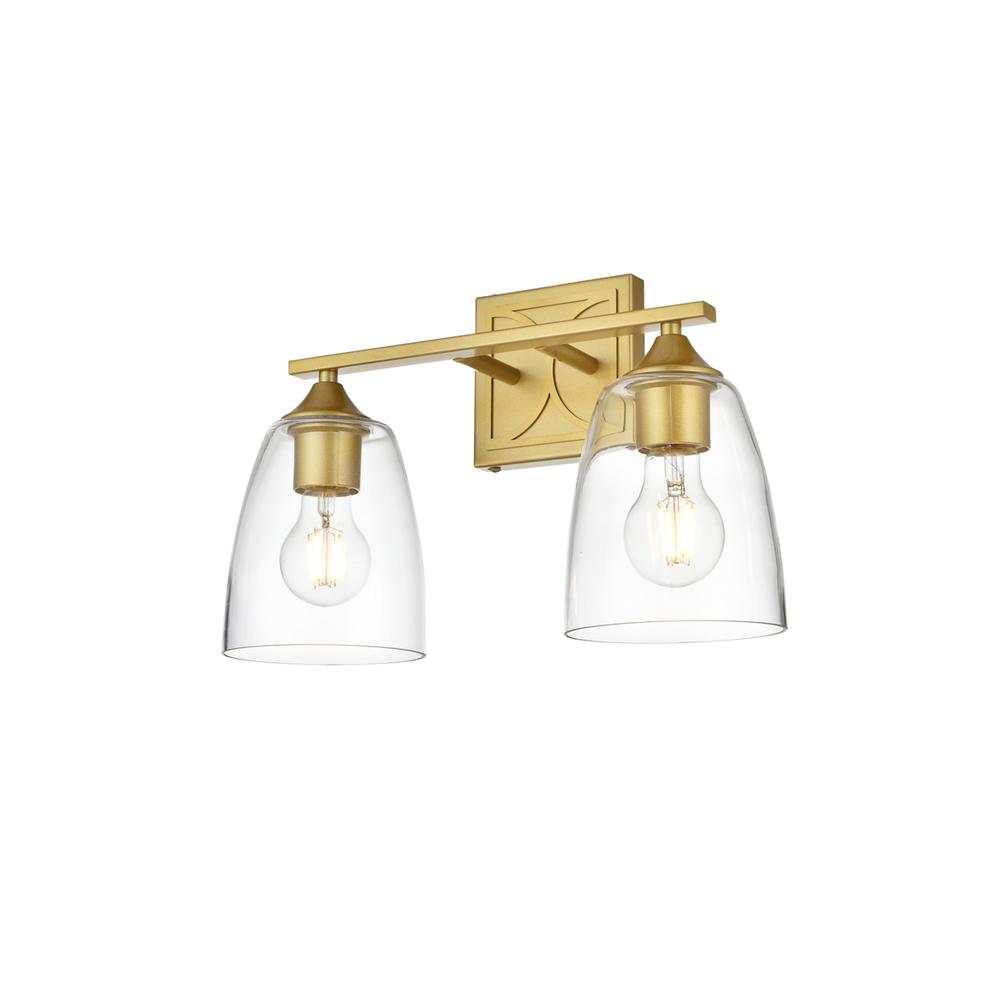 Harris 2 Light Brass And Clear Bath Sconce. Picture 2