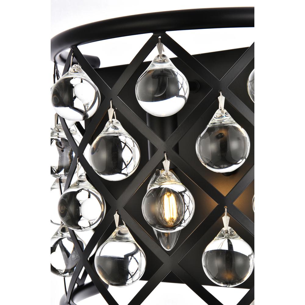 Madison 1 Light Matte Black Wall Sconce Clear Royal Cut Crystal. Picture 3