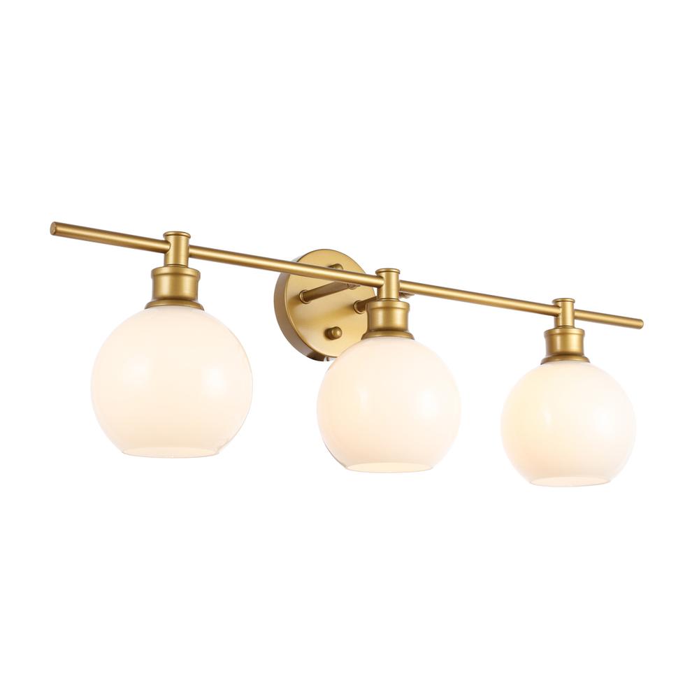 Collier 3 Light Brass And Frosted White Glass Wall Sconce. Picture 13