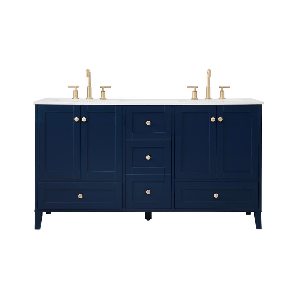 60 Inch Double Bathroom Vanity In Blue. Picture 1