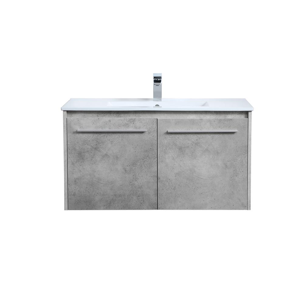 36 Inch  Single Bathroom Floating Vanity In Concrete Grey. Picture 1