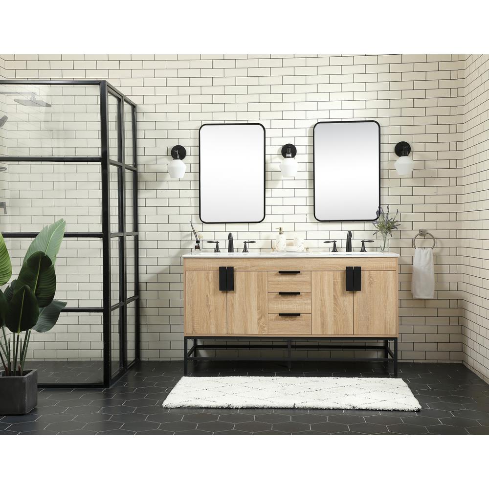 60 Inch Double Bathroom Vanity In Mango Wood. Picture 4
