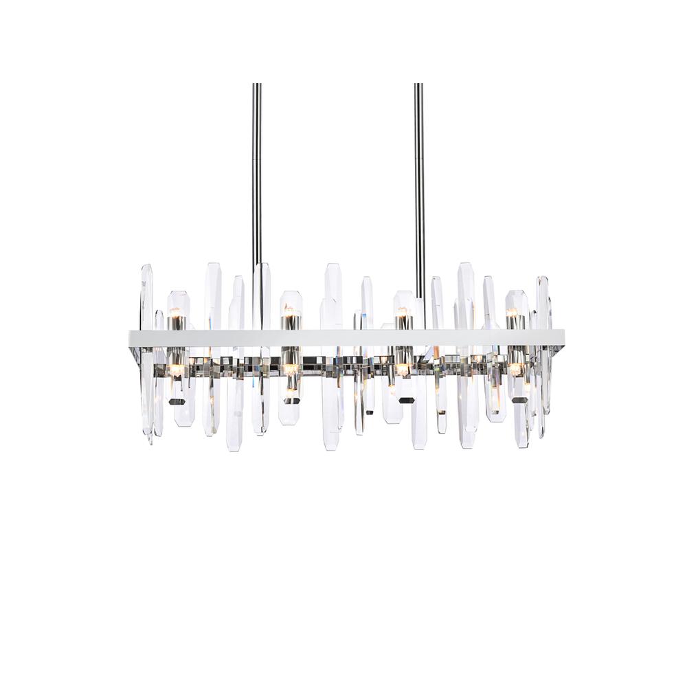 Serena 30 Inch Crystal Rectangle Chandelier In Chrome. Picture 2