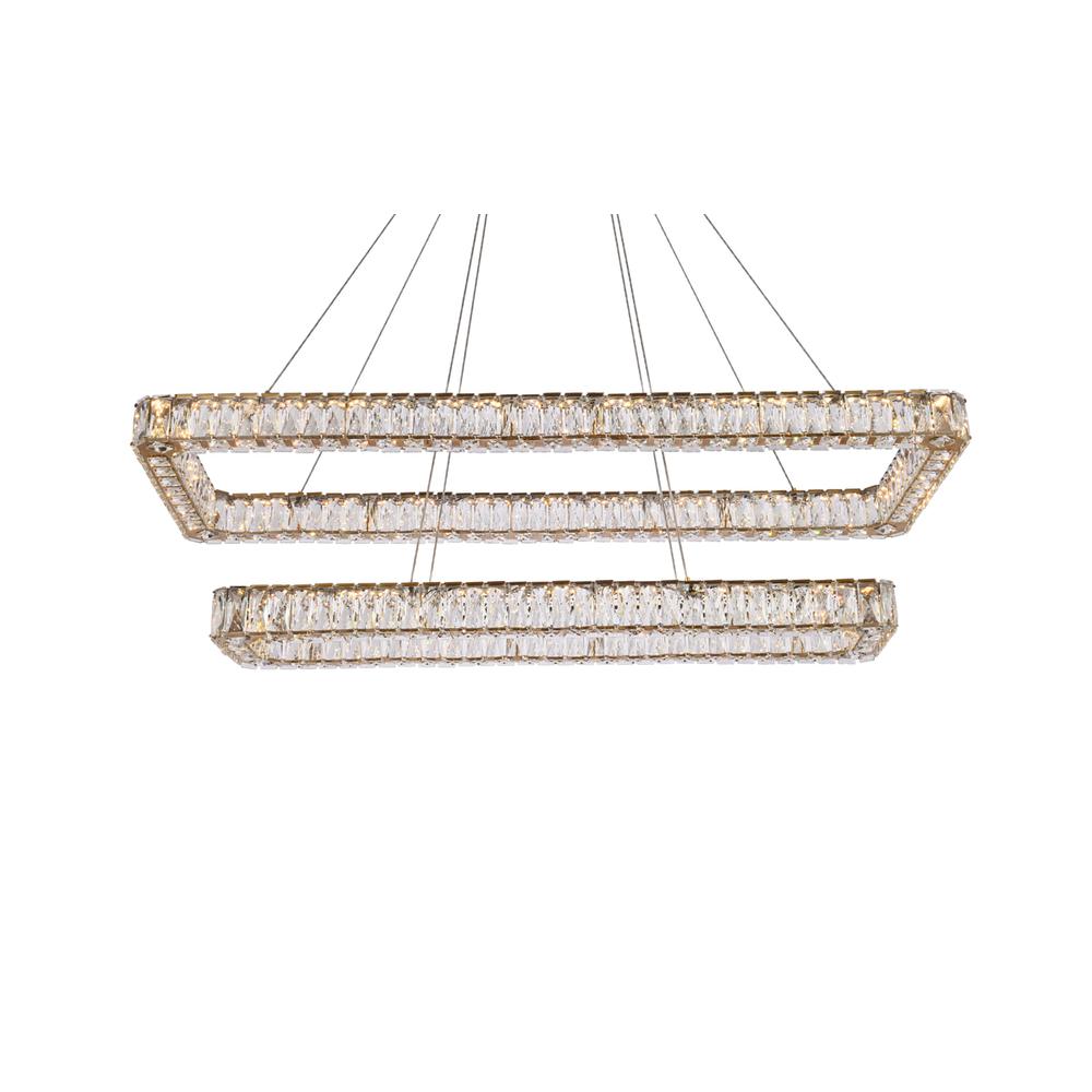 Monroe 50 Inch Led Double Rectangle Pendant In Gold. Picture 2