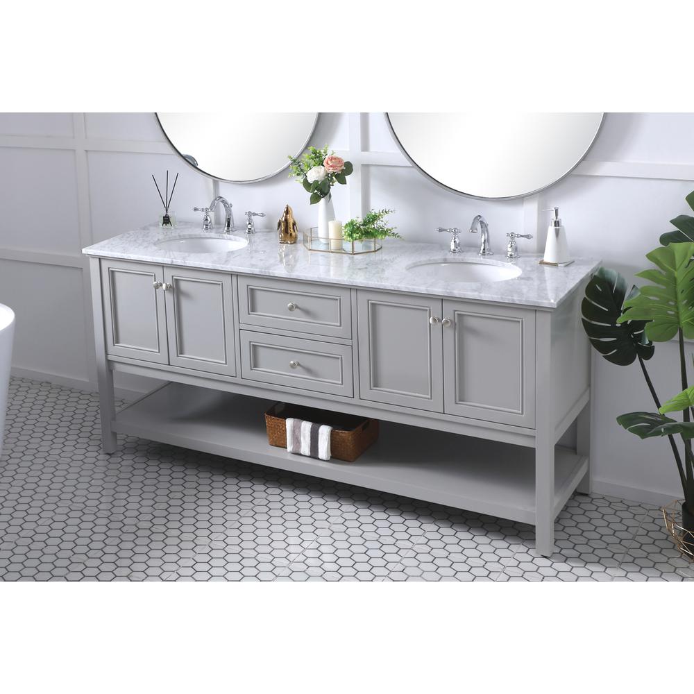 72 In. Double Sink Bathroom Vanity Set In Grey. Picture 3