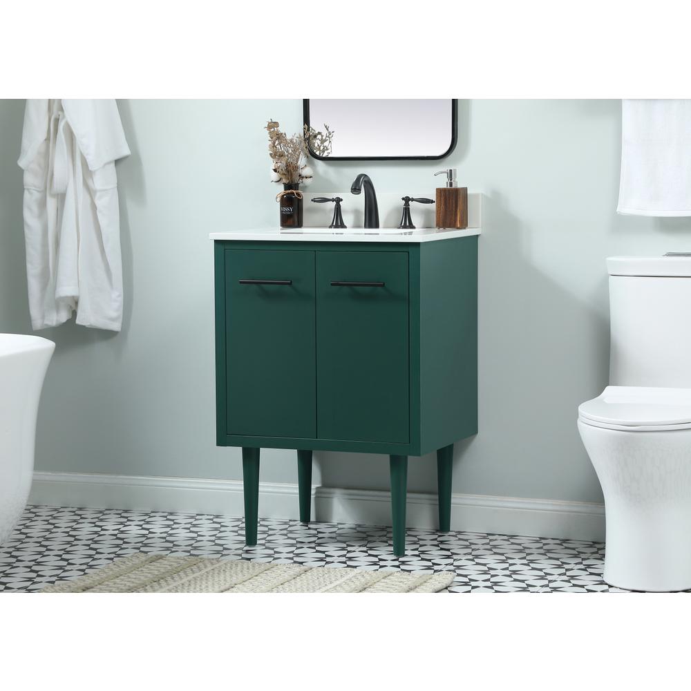 24 Inch Single Bathroom Vanity In Green With Backsplash. Picture 2