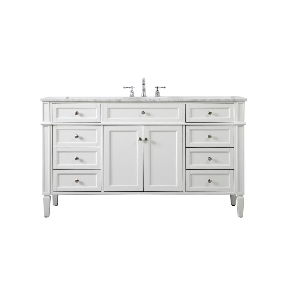 60 Inch Single Bathroom Vanity In White. Picture 1