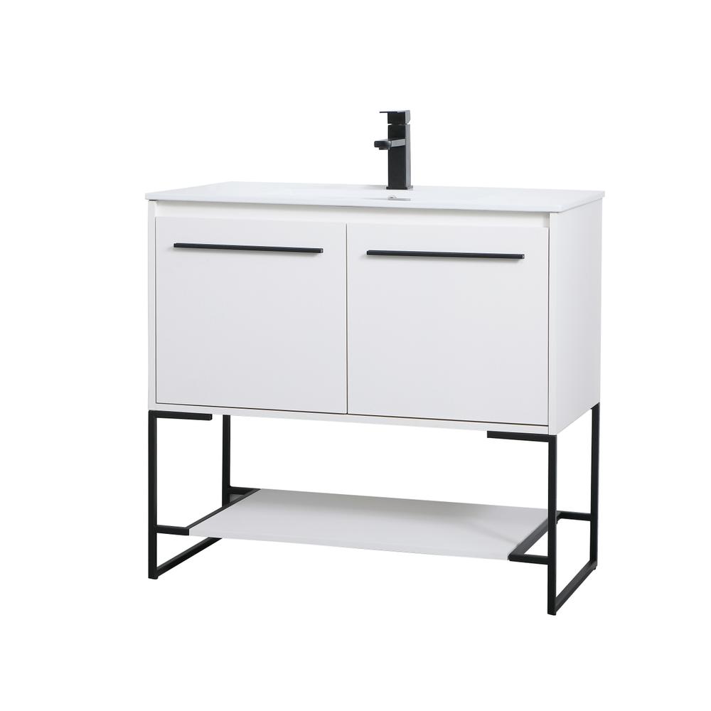 36 Inch  Single Bathroom Vanity In White. Picture 7