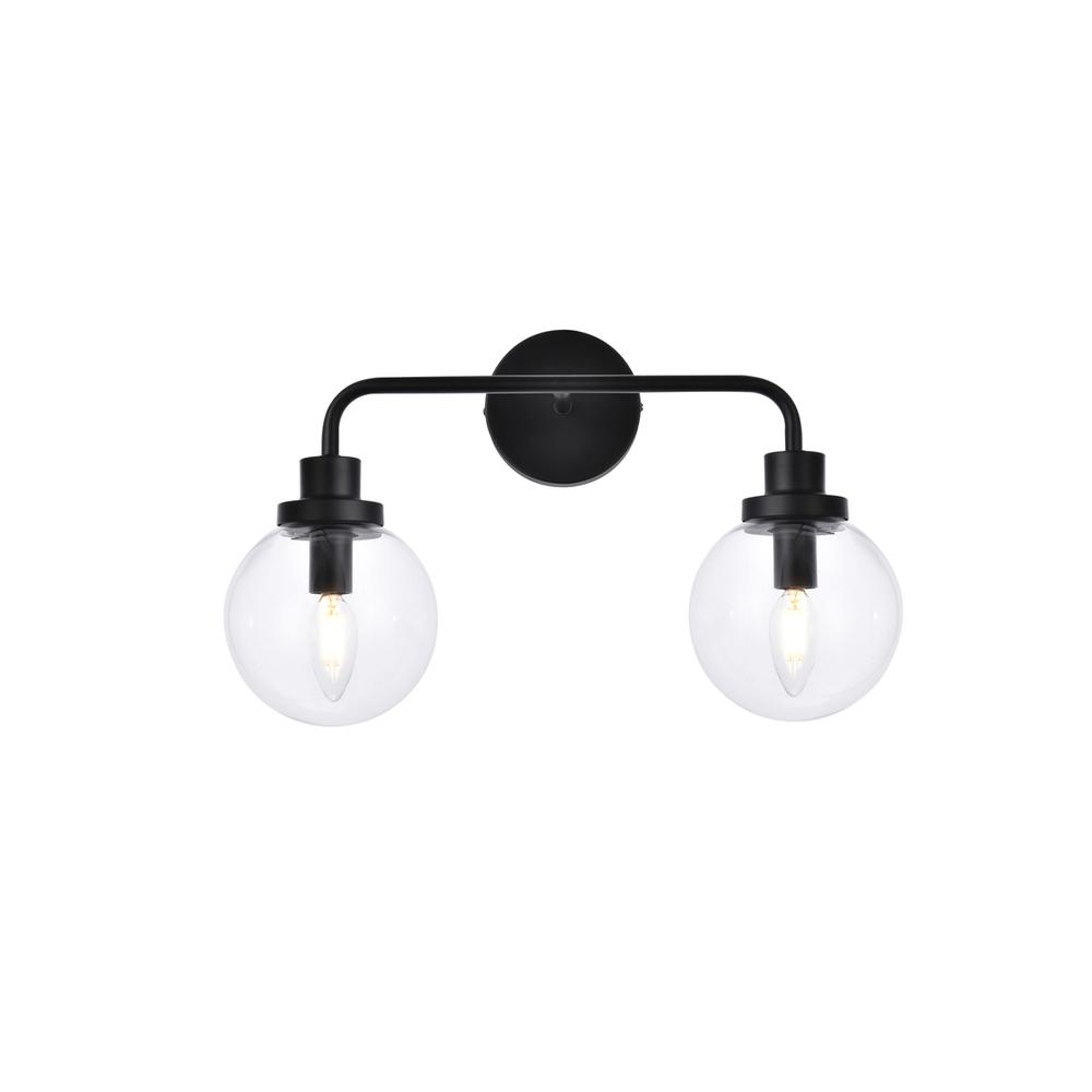 Hanson 2 Lights Bath Sconce In Black With Clear Shade. Picture 1