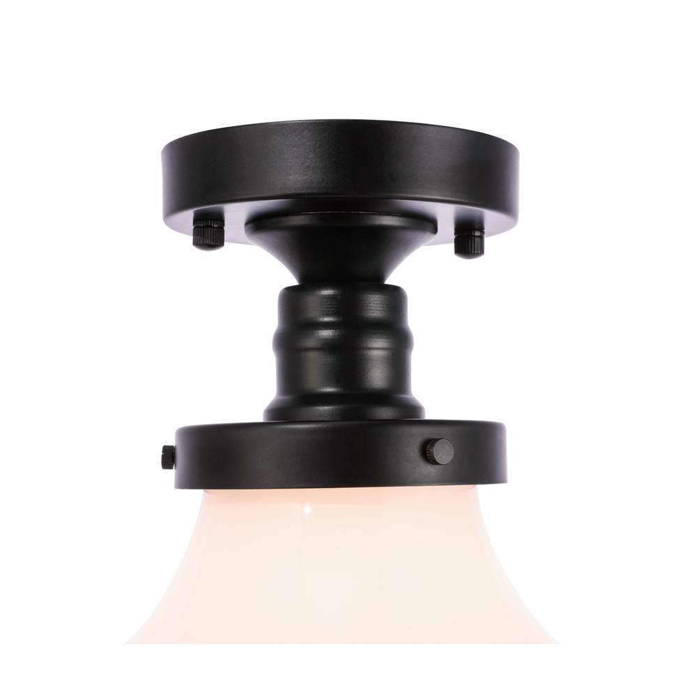 Lyle 1 Light Black And Frosted White Glass Flush Mount. Picture 6