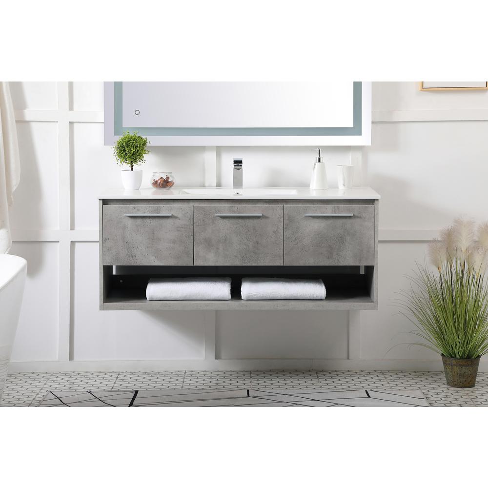 48 Inch  Single Bathroom Floating Vanity In Concrete Grey. Picture 13