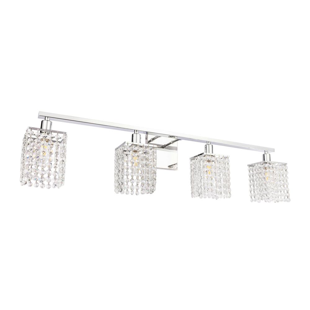 Phineas 4 Light Chrome And Clear Crystals Wall Sconce. Picture 4