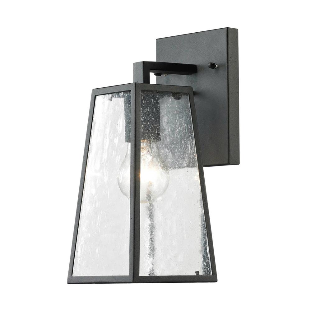 Outdoor Wall Lantern D:5 H:11.8 60W Matte Black Finish Clear Seedy Glass Lens. Picture 1