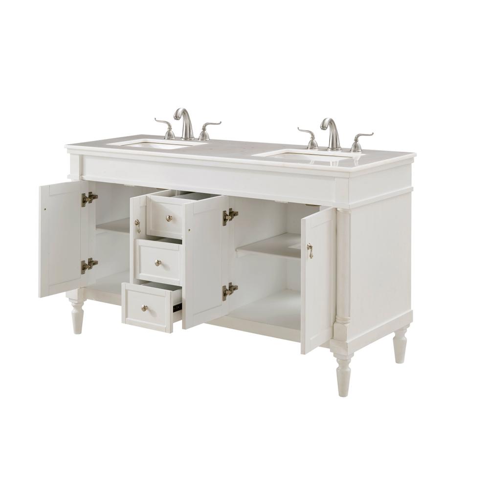 60 In. Single Bathroom Vanity Set In Antique White. Picture 3